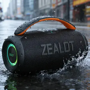 ZEALOT IPX6 Waterproof Portable Bluetooth Subwoofer, Weatherproof Loudspeaker System, 60W Speaker with RGB Lights, 6000mAh Battery, BT5.3/EQ/Wireless Link, HIFI Stereo, Perfect for Gym/Yoga/Gift/Camping