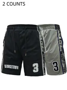Men's Letter & Number Print Drawstring Waist Basketball Shorts, Casual Quick Drying Breathable Regular Fit Shorts, Summer Outfits, Back To School Clothes, Sports Clothing