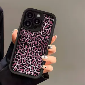 High Bamboo 1pc Trendy Sparkly Leopard Print Matte Full-Body Drop-Proof Shockproof Protective Phone Case Protector, Compatible with iPhone Models 11 to 17, Soft Tpu Protection