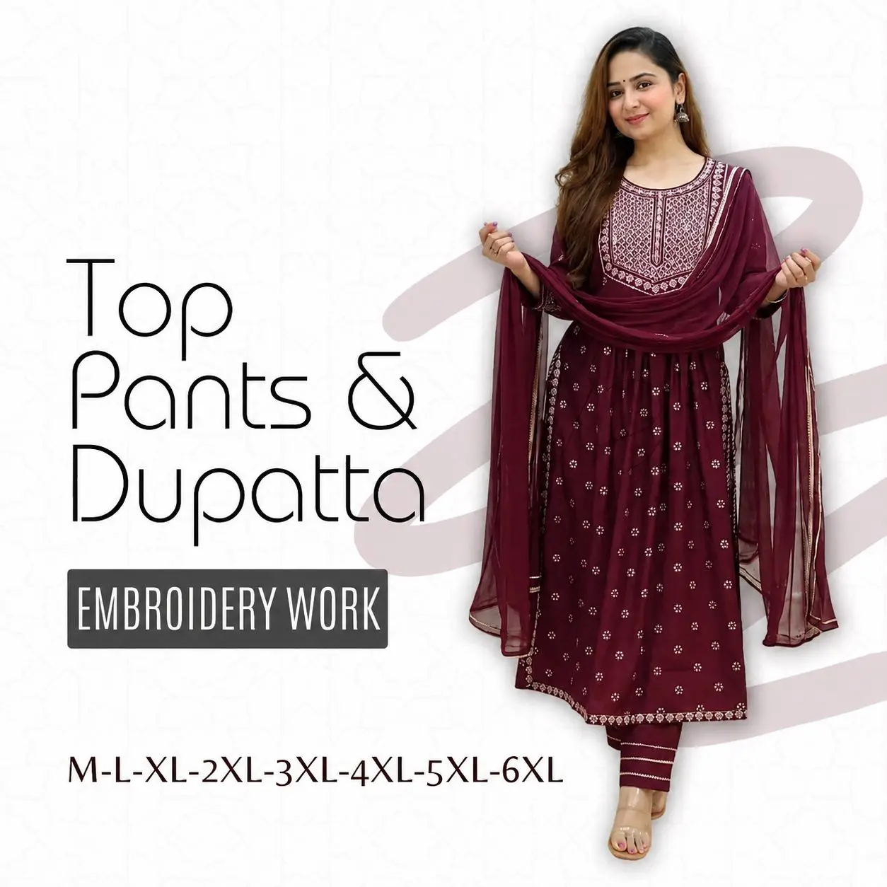 Women's 3-Piece Linen Dress Set - Embellished Top, Matching Dupatta, Linen Fabric, Chic Elegance for Modest Fashion Inspo & Casual Occasions