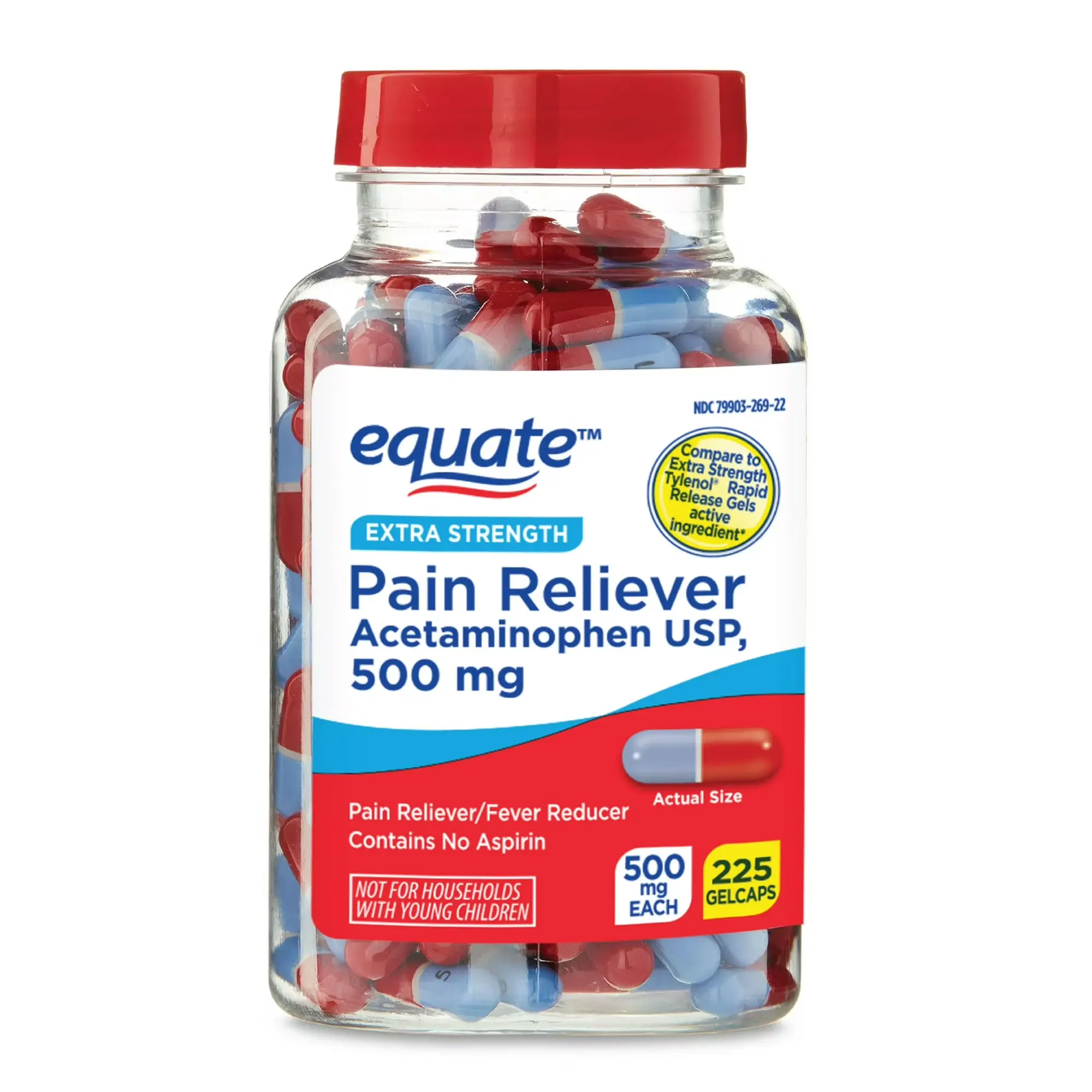 Acetaminophen 500 mg Gelcaps | Pain Reliever & Fever Reducer, Extra Strength 225 Count Healthcare