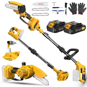 2-in-1 Cordless Pole Saw, Mini Chainsaw Cordless With Pole, 2 Packs 21V Battery Powered Pole Saws For Tree Trimming, Reach Electric Saw For Trees With Pole