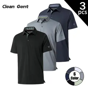 Clean Gent 3-pack men’s solid-color summer polo shirts, regular fit, comfortable casual polo shirts that are breathable and soft, suitable for everyday casual wear—fashionable men’s clothing for daily wear.