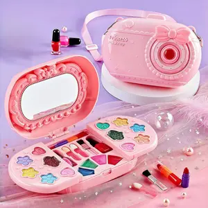 Kids Makeup Set Beauty Toy, Kids Vanity, Easy Wash Cosmetic Bag, Safe Non-Toxic Princess Gift Box, Birthday Present for Girls with Mirror Included