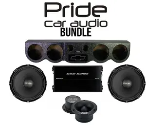 Pride Car Audio Bundle – 38" Universal Sound Bar Pod + (2) Solo 300 6.5" 300W Midrange Speakers + AT-32 Tweeters + Machete Fight MFA-4.320 4-Channel Amp