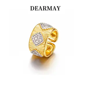 Dearmay Four-Leaf Clover Ring with Zircon Gold Ring Silver Ring Best Gift For Mother' s Day
