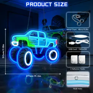 Monster Truck Neon Light, USB Powered, Dimmable, Suitable For Monster TruckEnthusiasts, Outdoor Enthusiasts, Travel Enthusiasts, Car Enthusiasts, Can Be UsedFor Interior Decoration, Car Party Decoration, Festival Decoration, Parking Lot High Intensity Led