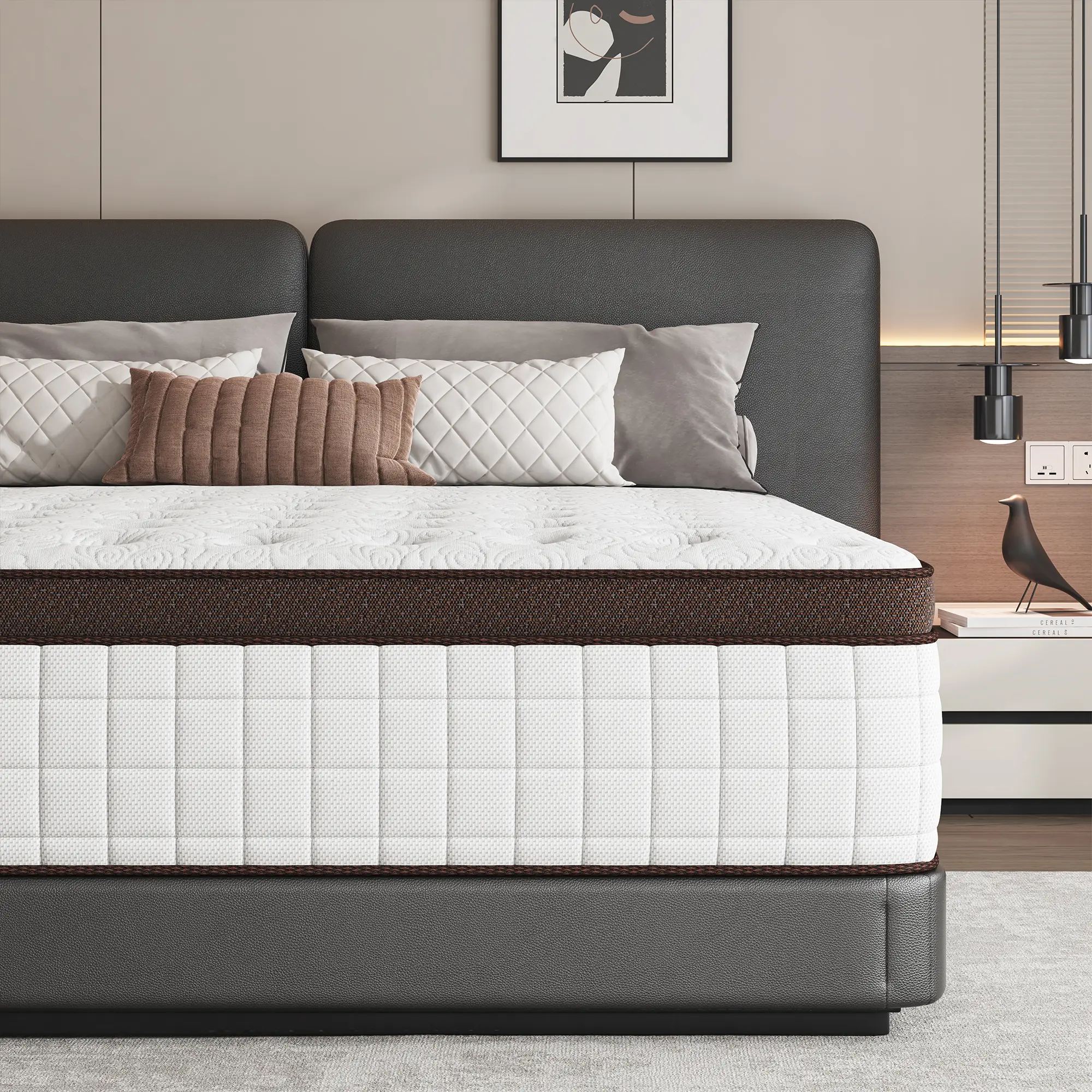 【Mydao】High Quality Hybrid Mattress - 9-12 in, Memory Foam & Spring, Medium Firmness, Lumbar Support, Cotton Cover, Neck Support, for Home Use, Boxed Furniture Gift (Twin, Full, Queen Size Mattress, King Sizes)