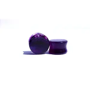 Purple Fluorite Double Flare Stone Plugs – Natural Crystal Gauges Pair 3mm-26mm