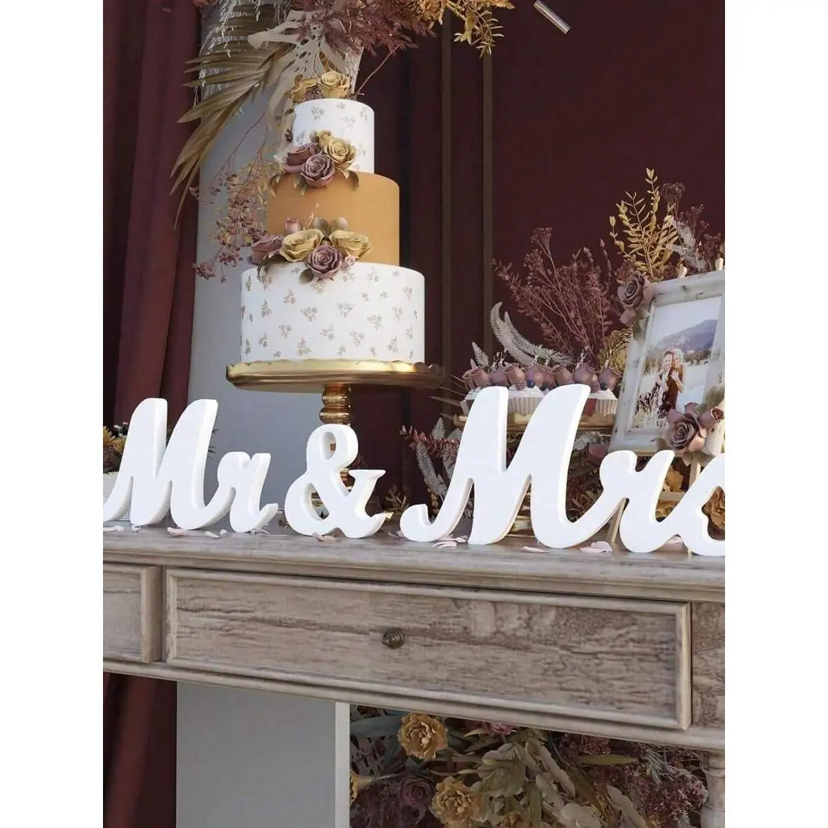 Mr&Mrs Multicolor Solid Wooden Plaque Sign - 1 Set Home Decor, Wedding Decor, Kitchen & Outdoor Garden Supplies, Couple Check-In Desk Sign