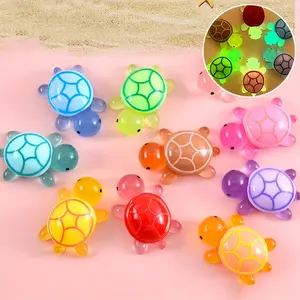 Glittering mini resin turtle statues glow in the dark; cute little turtles in bulk for marine animal-themed parties, garden decorations, ornaments, miniature landscapes, DIY beadwork supplies, Decoration Figure, Cute Figurines, Sea Turtle Decor