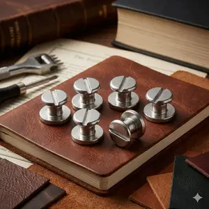 Heavy Duty metal Binding Rivets screw Set for leather craft Wallet album Diy repair Kit, Industrial Grade Brass Reinforcement Nails, 10-piece 20-piece Desk Calendar menu mounting Hardware accessories