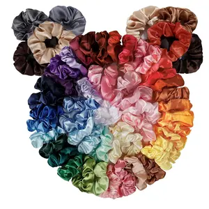 60 Bulk Pack Satin Silk Hair Scrunchies for Women Girls, Sleepy Tie Scrunchie - Silky Hair Ties No Damage Ponytail Holders Scrunchy Hair Bands