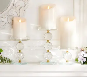 Set of 3 Faceted Glass Crystal Pedestals