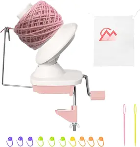 Yarn Winder Hand Operated Yarn Winder for Crocheting Manual  Winder Holder for Fiber and String Balls (Pink)