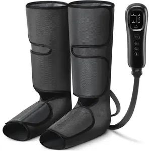 Leg Massager with Air Compression for Circulation and Relaxation, Foot and Calf Massage Machine with Hand-held Controller, Adjustable Leg Wraps for Home and Office Use