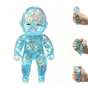 14 CM (BIGGER SIZE) Baby Squishy Toy Sparkly Squishies for Stretching & Squeezing, Non-Toxic Sensory Fidget Toy for Stress Relief, Stress Relief Sensory Fidget Toys for Kids & Adults
