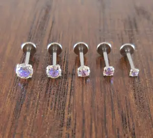 18G 2-4mm Tragus AB Rainbow Auroral Borealis Crystal Threadless 5mm, 6mm Push Pin Triple Helix Nose Ring Labret Lip Earrings Steel Prong Set