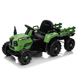Ride on Tractor with Trailer Gift for Children's Day,24V 400W Powered Electric Tractor Toy W/Remote Control,electric Car for Kids,Three Speed Adjustable,Power Display, USB,MP3 ,Bluetooth,LED Light,Two-point Safety Belt.