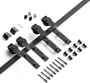 EaseLife 5FT Bypass Double Sliding Barn Door Hardware Kit（NO DOOR!!）, Single Track, Slide Smoothly Quietly, Easy Install (5FT Track Kit for Double 35" Wide Door)