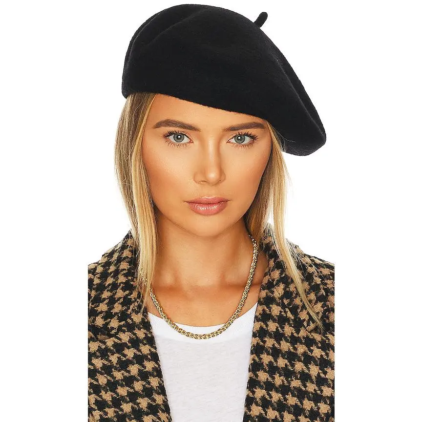 Hat Attack Classic Wool Beret in Black