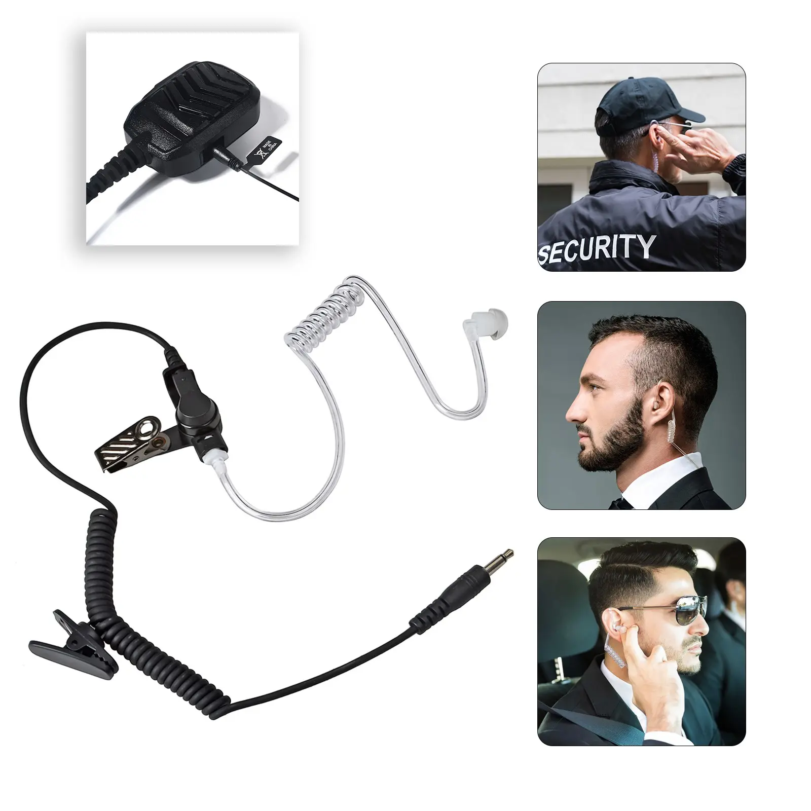YNIBST Receiver/Listen ONLY Surveillance 3.5mm Durable Headset Earpiece Earphones Headphones with Clear Acoustic Coil Tube Earbud Clip for Two-Way Radios, Transceivers and Radio Speaker Mics Jacks