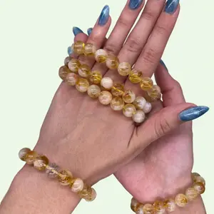 Faiza Naturals Citrine Crystal Bracelet, men and women, daily use, long lasting, wealth, prosperity, positive energy, birthstone, gemstone, healing, meditation, astrology, zodiac, fashion, latina accessory