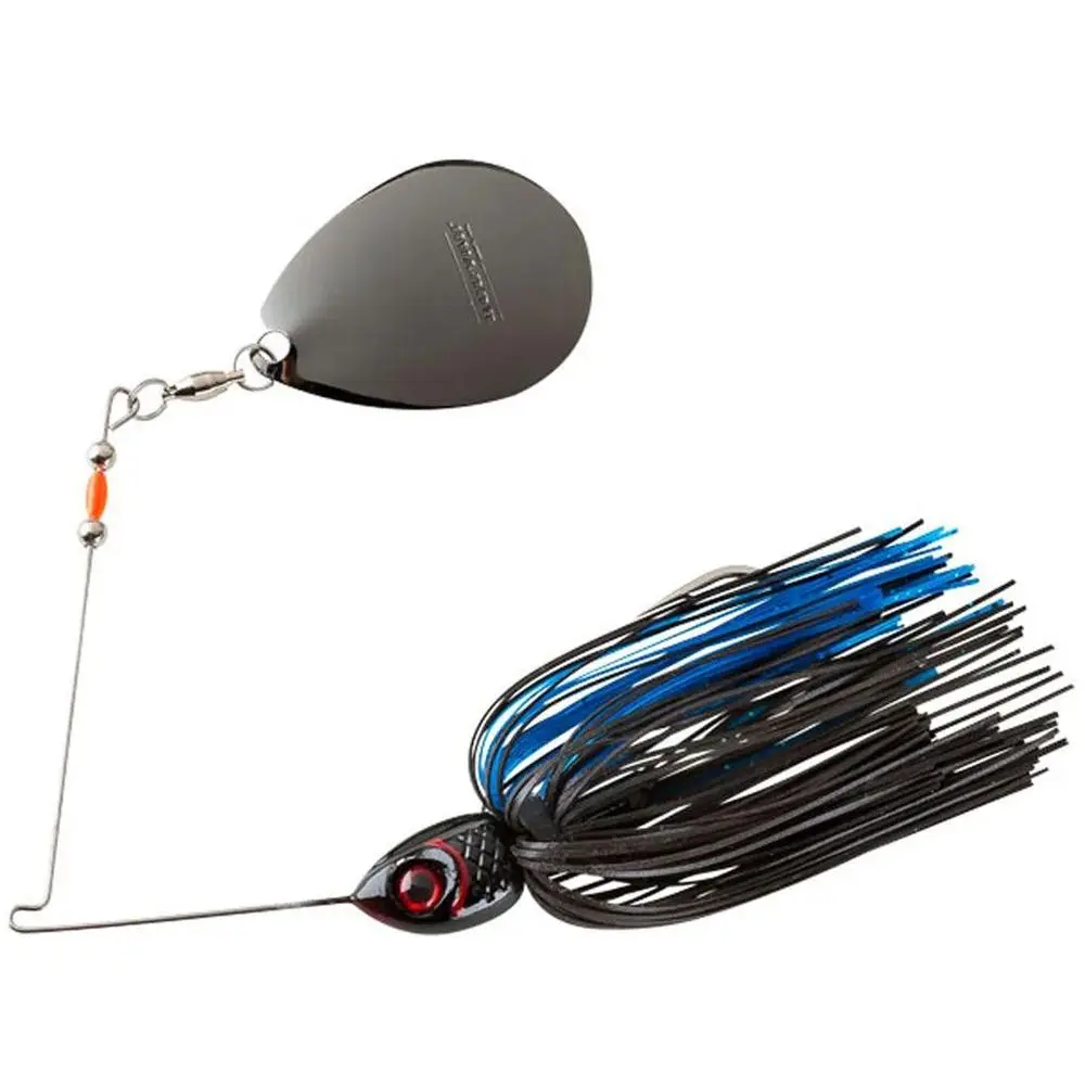 Booyah Moon Talker Spinnerbait, Artificial Fishing Lures with 40-Strand Bio-Flex Silicone Skirt, Black Nickel Construction, Available in 3 Weights, Colorado Blade, Darkly Colored Head, Night Fishing, Easy For Fish To Track, Premium 5/0 Or 6/0 Mustad Ultra