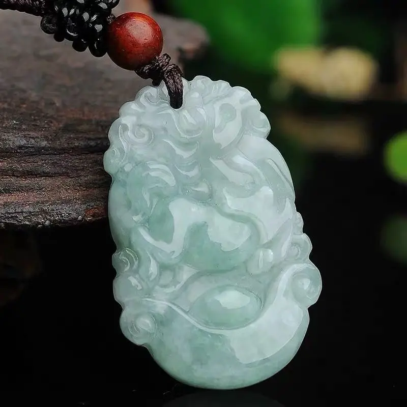 Natural Grade A Jadeite Chinese Zodiac Pendant Necklace, Hand-Carved 12 Animals Amulet,  Light Green Jade Pendant for Men & Women, Unisex Daily Jewelry Gift