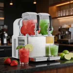 GARVEE Commercial Slushy Machines: 2.1-4L Stainless Steel, Self-Cleaning, Ideal for Frozen Drinks, Smoothies, and Margaritas in Cafes, Bars, and Homes.
