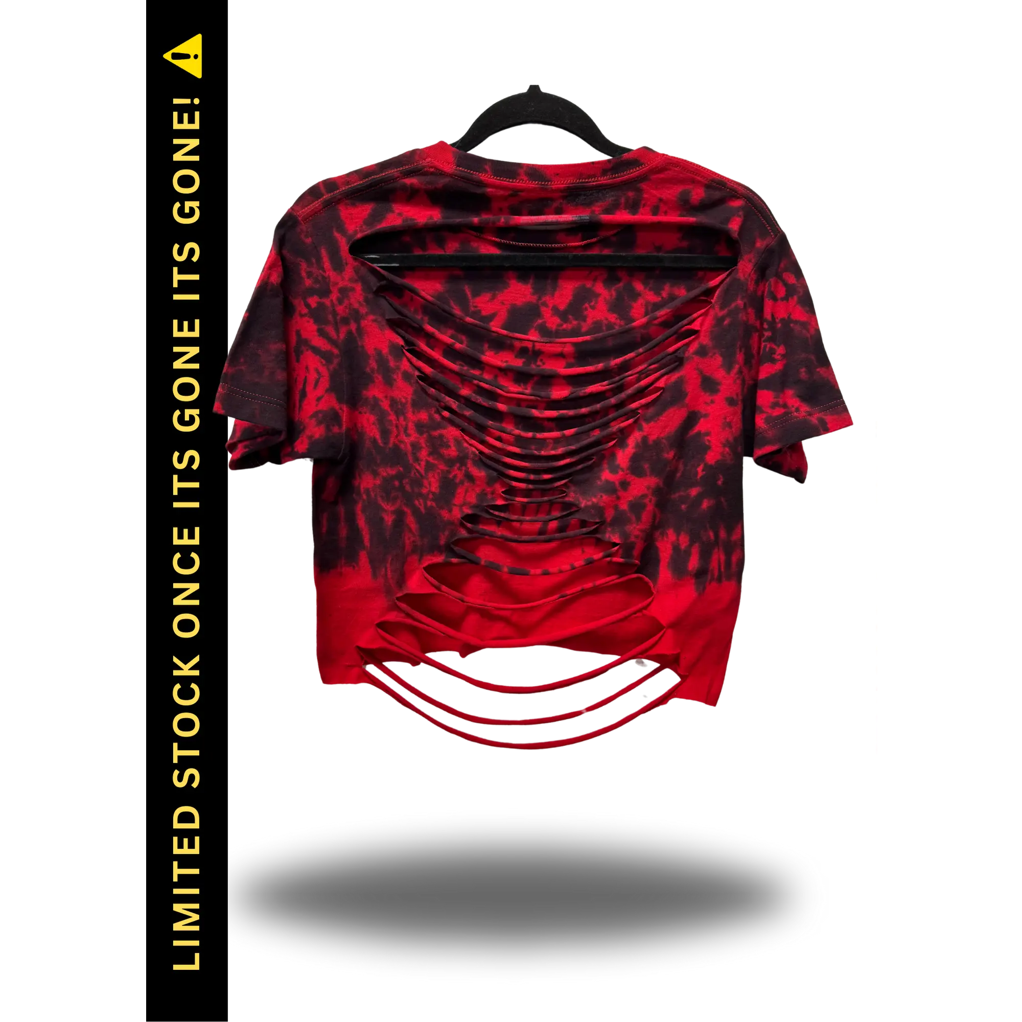 ROAD RASH RED AND BLACK TIE DYE CROP TOP