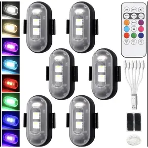 6Pcs Wireless Magnetic Strobe LED Lights with Remote Control, Waterproof Rechargeable Anti-Collision USB Charging Enhanced Safety and Visibility for Car Bike Motorcycle Camping