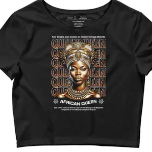 Eye Kandy T-Shirts African Queen Design Black Crew Neck Short Sleeve Top for Women