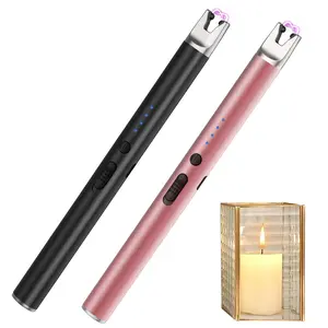 Electric Candle Lighter, Plasma Arc Lighter with Safety Switch, USB Rechargeable Flameless Windproof Portable Lighter  LED Battery  Display Gift Ideas for Candles Cooking BBQs Camping Fireworks Stocking Stuffer outdoorfun Traditional