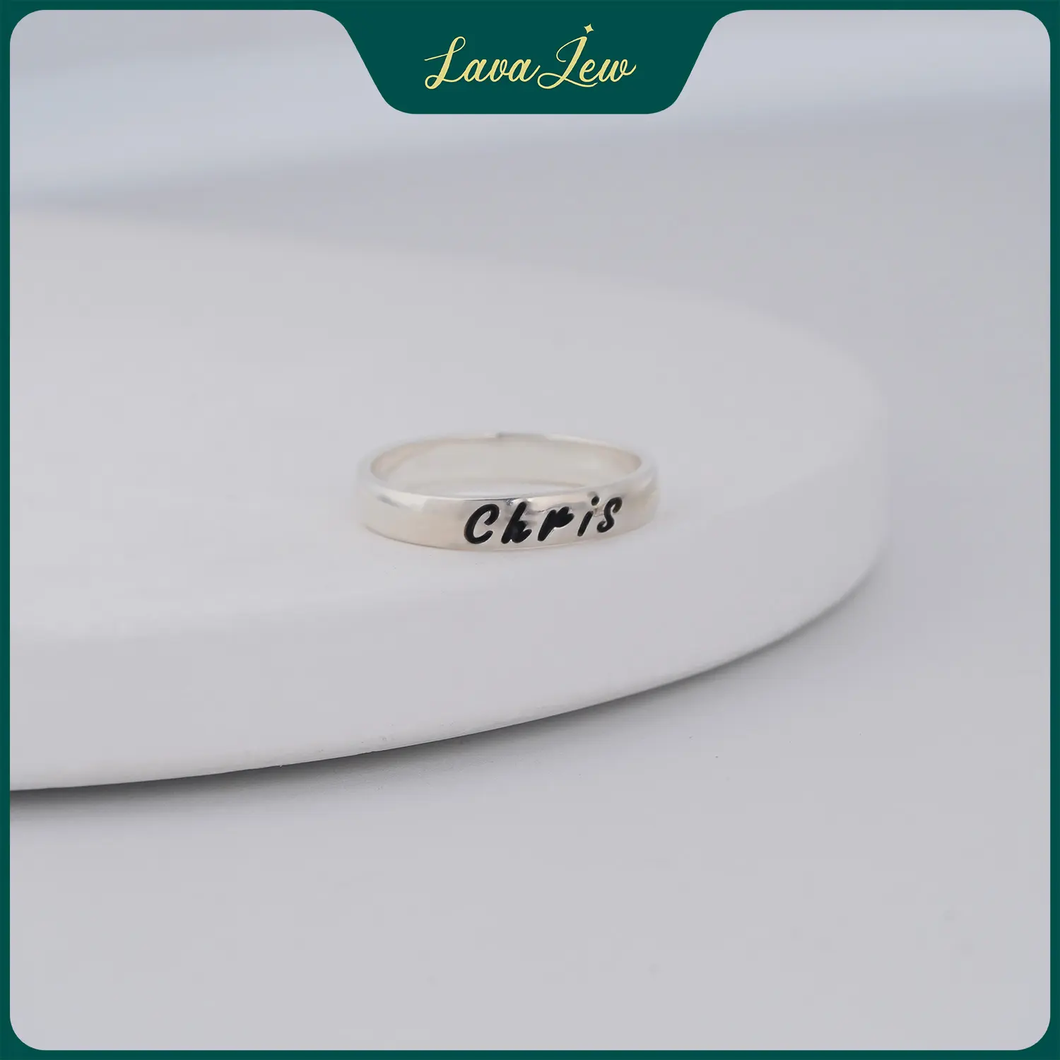 LavaJewelry, Personalized Name Ring, 925 Sterling Silver Ring, Silver Ring for Men, Women and Girls