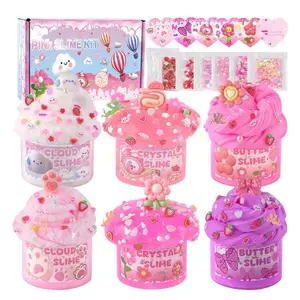 6 Pack Pink Cloud Slime Kit – Fluffy Slime Toys for Kids 4-12, Party Favors, Cute Birthday & Easter Gift for Girls & Boys