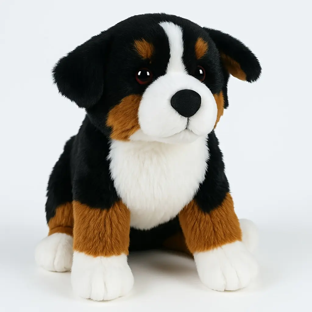 Unisex Realistic Bernese Mountain Dog Plush Toy - Ultra-Soft Lifelike High-Quality Stuffed Animal, Adorable Puppy Doll for Children, Birthday Gift, Room Decoration