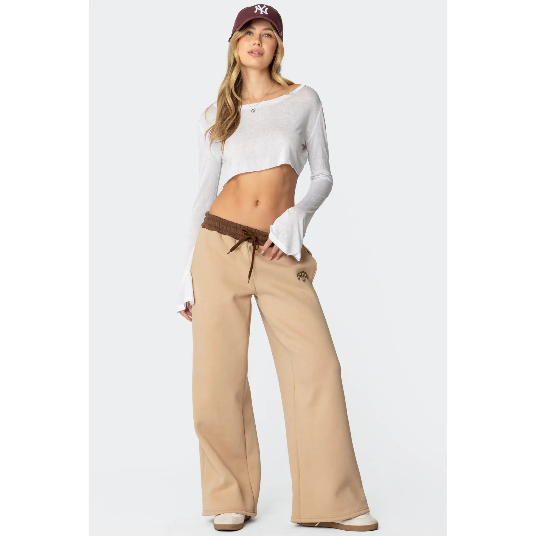 Edikted Contrast Embroidered Sweatpants