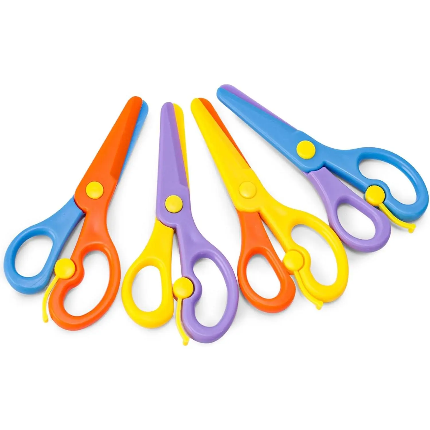 Safety , 4 count Adaptive Blunt Tip  Scissor for  , Anti-Pinch Design,  Hand-Eye Coordination Development, Playdough Tools Paper  Activity