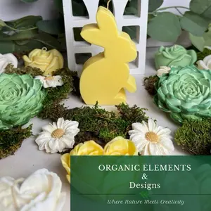 Yellow Lemon Bunny Pillar Candle - Organic Elements Decor, Made with Natural Ingredients, Perfect for Spring Decor - Ornaments Freshener