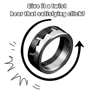 Fidget Slider Ring, 1 Piece Stress Relief Colorblock Rotating Ring, Rotating Fidget Ring, Anti-Anxiety and Focus Aid, Fashion Accessory for Men and Women,Gift