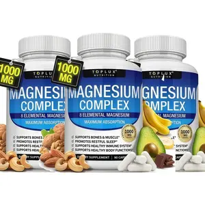 3X AAA Magnesium Complex Supplement 8 Forms 1000mg Glycinate Citrate Malate Taurate High Absorption Support Bone Muscle Health 90 Capsules Natural Dietary Supplement for Immune & Body Wellness