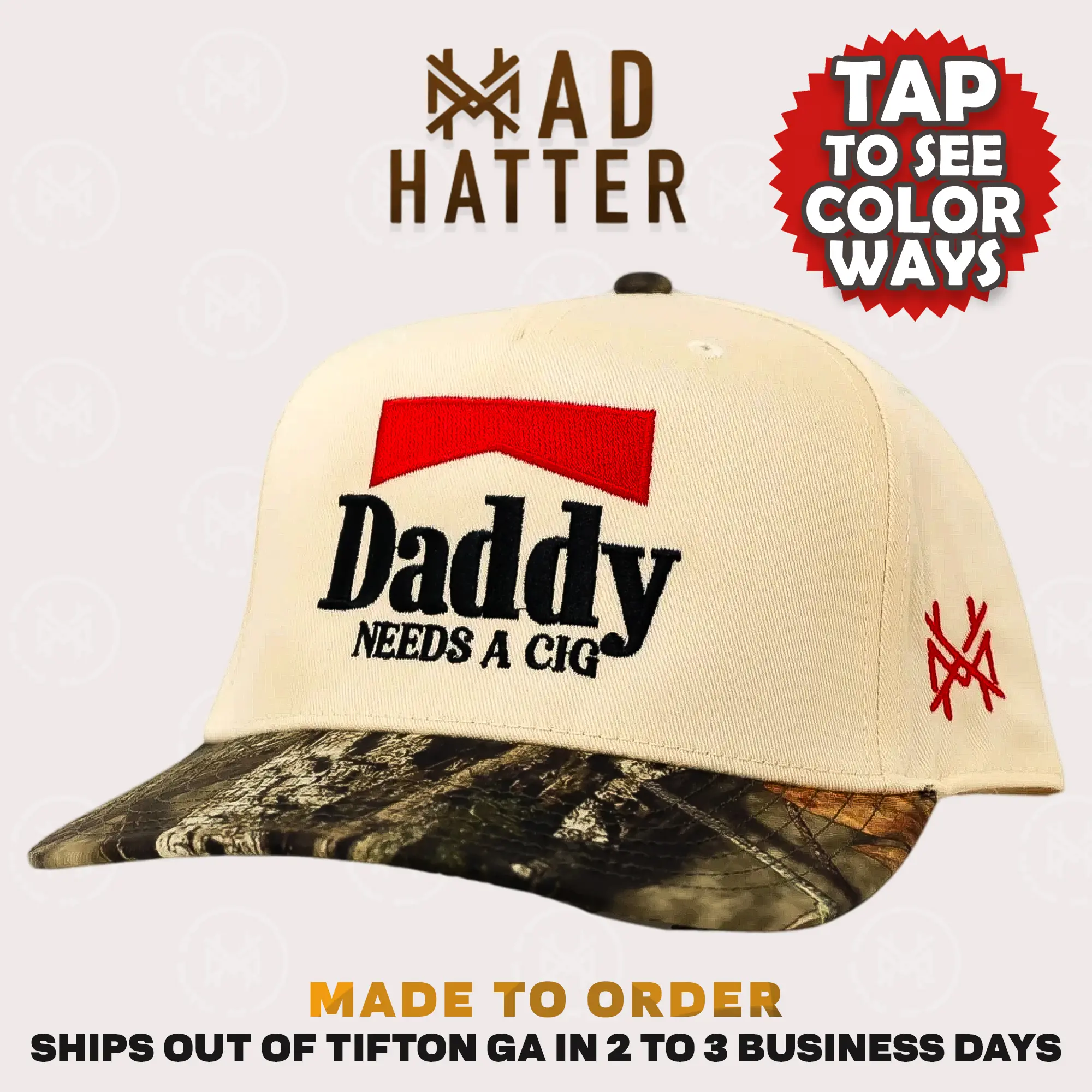Daddy Needs A Cig Embroidered Trucker Hat Bold Graphic Adjustable Snapback Daddy Needs A Cig Embroidered Trucker Hat Bold Graphic Adjustable Snapback