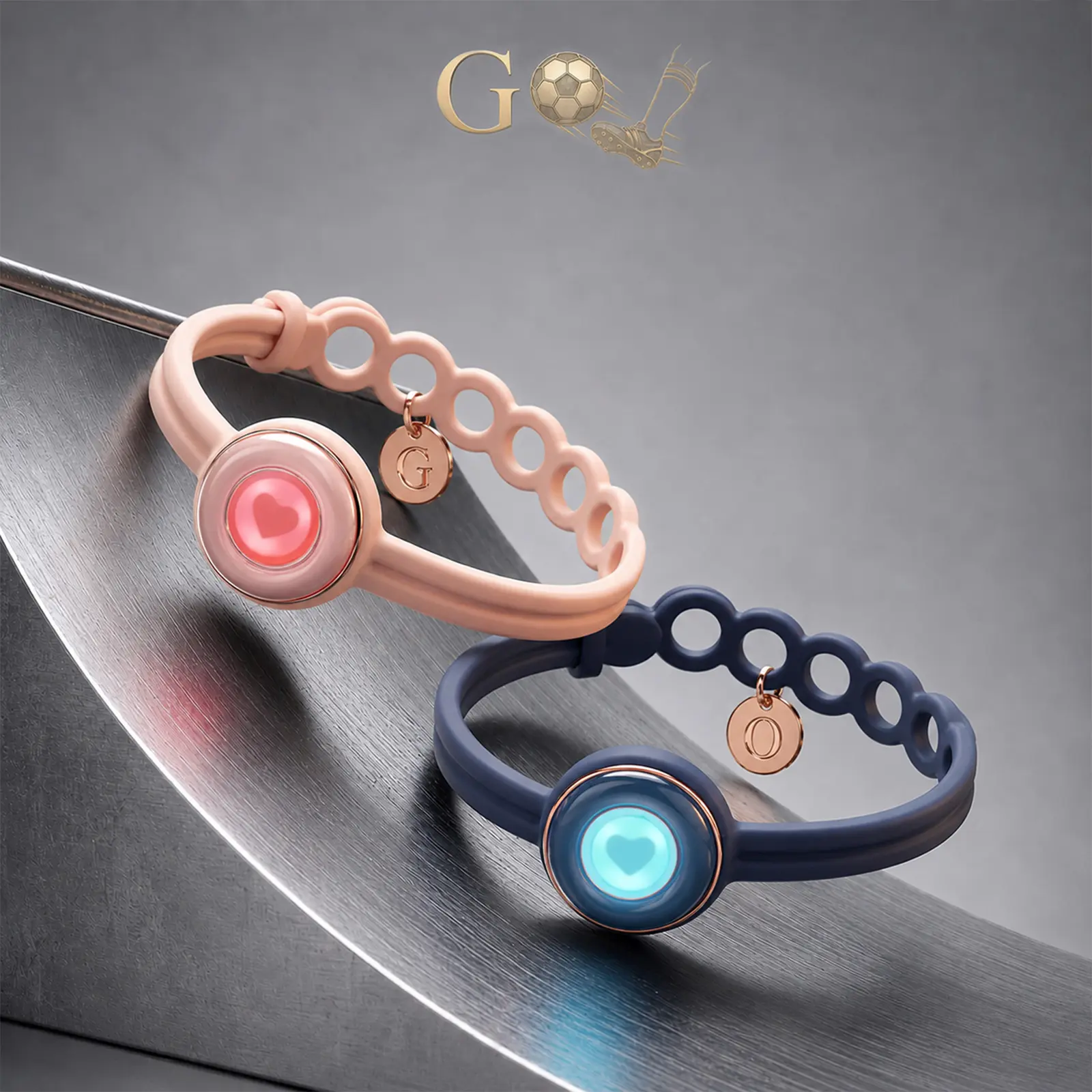 TOTWOO Premium Long Distance Touch Bracelets for Sports Fans, Matching Silicone Bracelets with GO Letter Charm, Custom Team Color Connection Bracelets, Game Day Gifts for Couples, Friends & Family Who Cheer Together