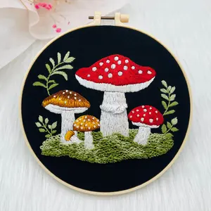Beginner mushroom embroidery kit — DIY handmade craft embroidery set, ideal as a decorative gift