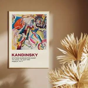 Kandinsky Abstract Art Print - Danish National Gallery Exhibition Poster, 6.3x15.75" / 4.72x11.81" - Canvas Wall Decor for Home, Office, or Cafe