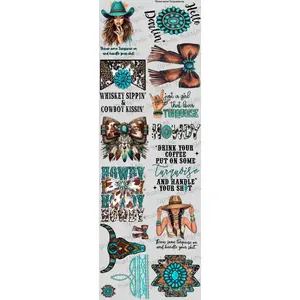 Throw Some Turquoise On DTF Transfers Gang Sheet 24.5” wide x 72” long DIY Direct to Film T Shirt Transfers