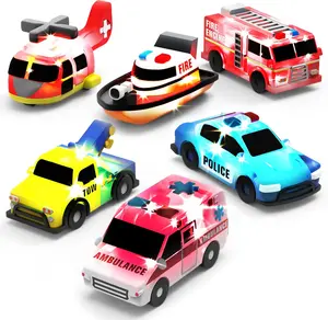 Emergency Cars Light Up Bath Toys 6 Pack   Water-Activated Light Up Toys Flash & Change Color   Soft  Squeezable Baby & Toddler Bath Toys | Sensory Toys with Bath Lights for Kids Bath