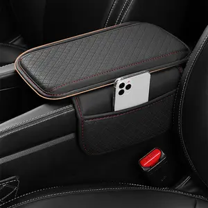 Upgraded Car Center Console Cover,Microfiber Leather Car Armrest Cover Cushion With 2 Storage Bags,Universal Car Armrest Storage Box Car Interior Accessories for Most Vehicles (Black)