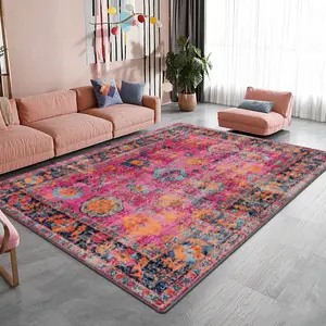 Velvet Soft Comfort Persian Vintage Pattern Print Rug, Home Decor Carpet, Living Room Large Mat, Sofa Pad, Bedroom Bedside Rug, Bohemian Area Rug, Bohemian Style Rugs, Boho Floral Rug